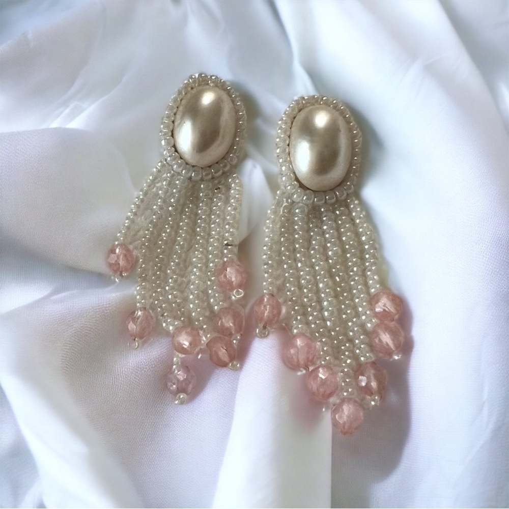Vintage Earrings Custom Handmade Pearl Earrings Great Mother Gift One of a Gift